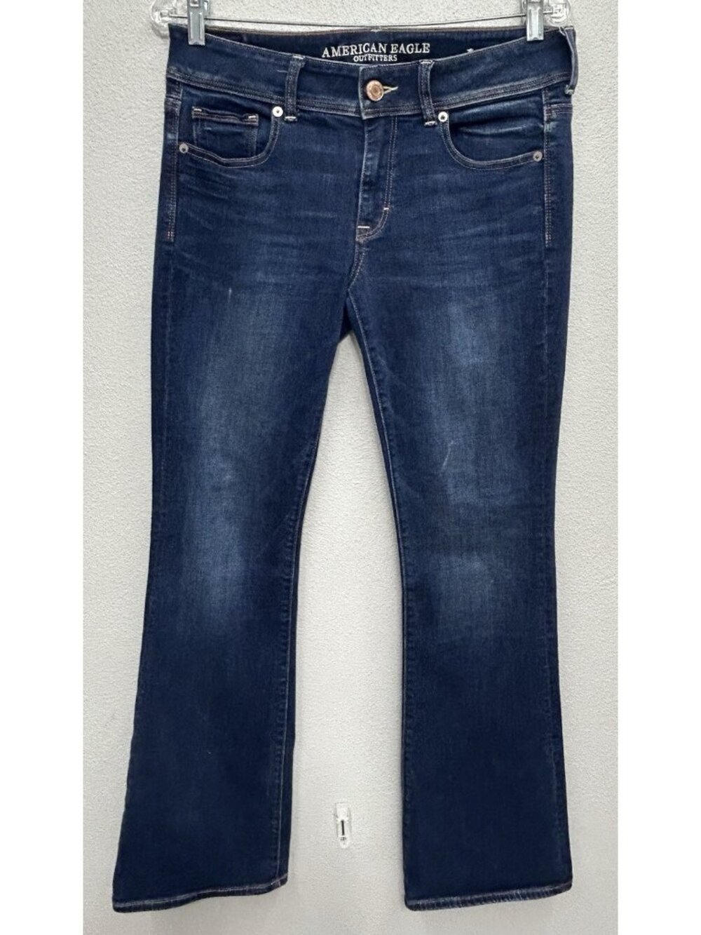 American Eagle Super Stretch Kick Boot Jeans Women’s Size 8 Blue Dark Wash 31x31